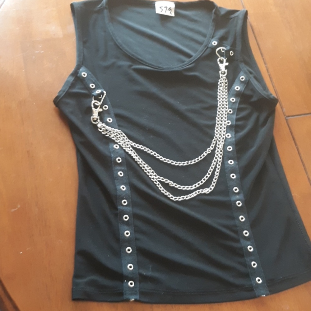 Black tank top with chains